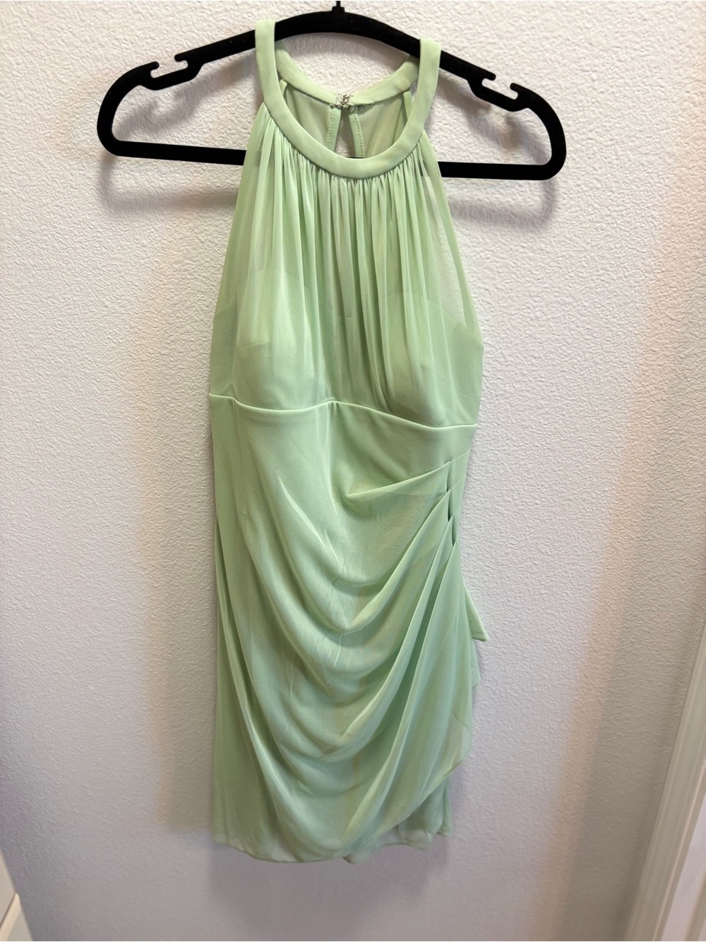 David's Bridal Mint Green Halter Midi Dress